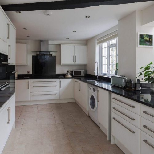 Counters and drawers in modern kitchen