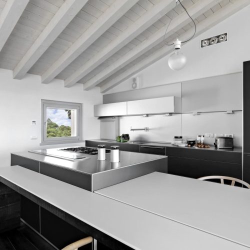 Interiors of the Modern Kitchen in the Attic